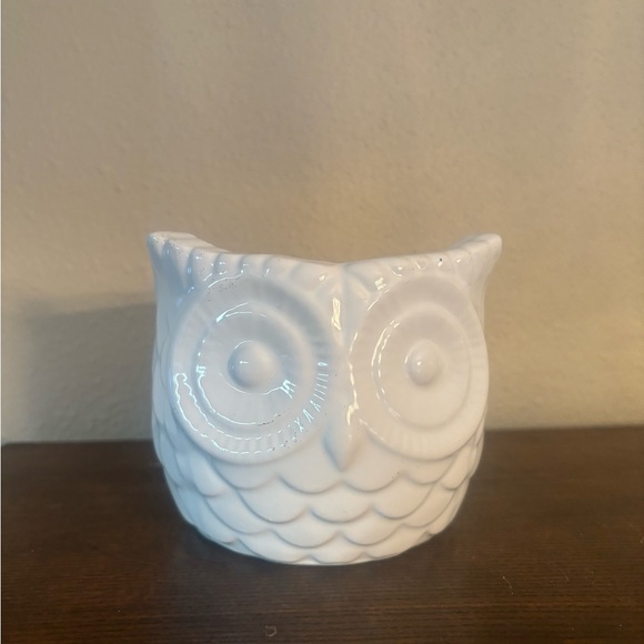 White Ceramic Owl Planter - Picture 2 of 6